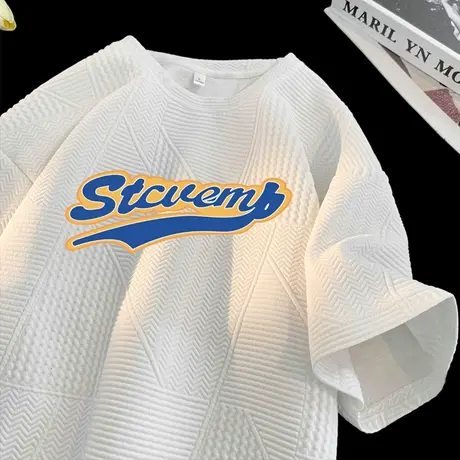 300g重磅t恤男短袖夏季薄款港风宽松半袖体恤男士潮牌肌理感上衣商品大图