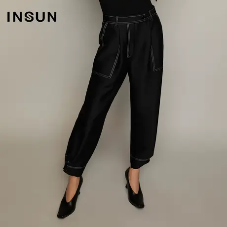 INSUN恩裳秋季黑色烟管裤西裤商品大图