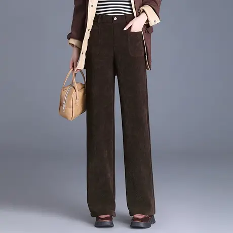 加绒阔腿裤女秋冬2023新款高腰垂感显瘦直筒裤时尚加厚长裤休闲裤商品大图