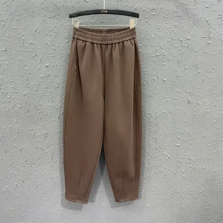 2023秋季新款时尚抽褶垂感休闲裤女高腰宽松显瘦运动小脚哈伦裤潮图片