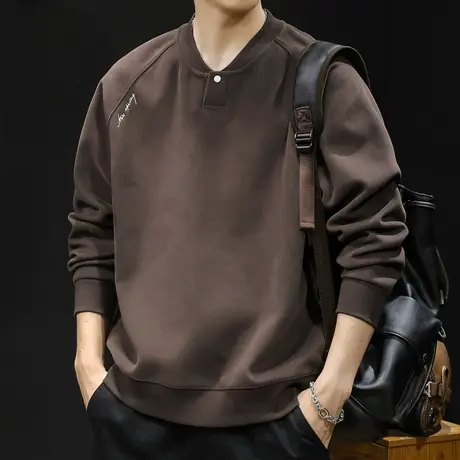 重磅卫衣男秋冬款V领男款加绒衣服秋季23新款长袖潮大码POLO美式图片