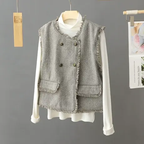 复古流苏小香风设计感马甲女2024秋季新款时尚百搭无袖开衫上衣女图片