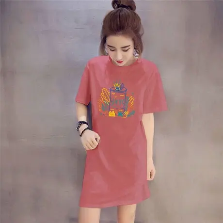 夏季2023年新款中长款短袖t恤女网红ins潮超火韩版宽松半袖上衣服商品大图