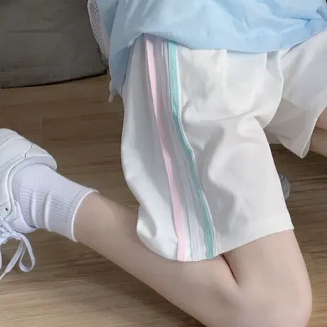 休闲运动裤女2024新款夏季薄款宽松显瘦百搭阔腿五分短裤子潮ins商品大图