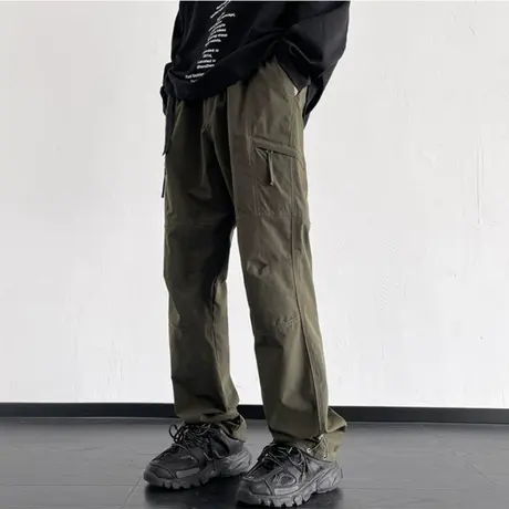 美式军绿色工装裤男春秋款潮牌大码宽松休闲长裤胖子高街冲锋裤子商品大图