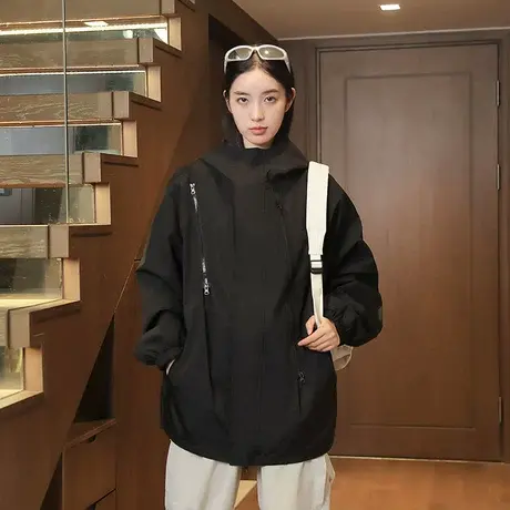 黑武士桑延同款冲锋衣外套男薄款山系机能工装夹克潮牌连帽登山服商品大图