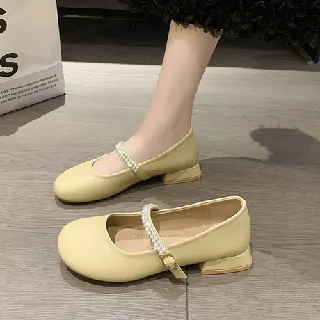 仙女鞋温柔单鞋女夏季2023新款平底百搭配裙子晚晚鞋玛丽珍豆豆鞋商品大图