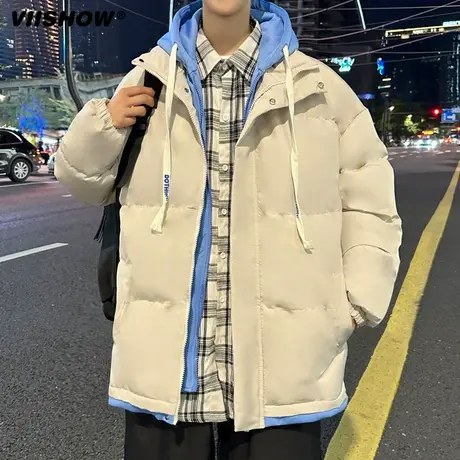VIISHOW男冬季潮流加厚保暖连帽棉服羽绒棉衣青少年棉袄大码外套商品大图