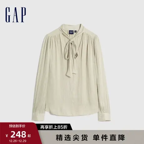 Gap女装早春高级法式复古宽松系带长袖衬衫泡泡袖时尚上衣742653图片