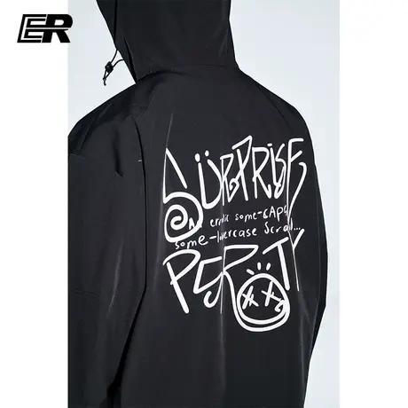 ER字母派对冲锋衣2024春季新款潮牌美式连帽情侣夹克外套男女同款商品大图