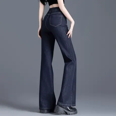 深色高端微喇牛仔裤女2024年新款春秋防掉色裤子女高腰显瘦喇叭裤图片