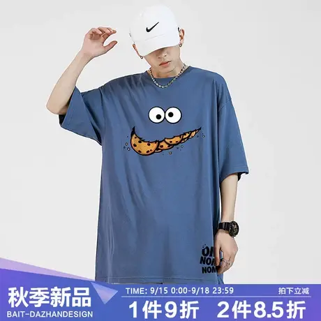重磅短袖T恤男国潮西海岸hiphop芝麻街趣味情侣体恤衫宽松短tee女图片