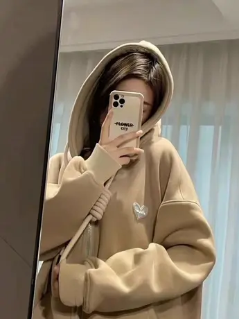 连帽拉链开衫卫衣女小个子秋冬oversize宽松小众潮牌高街ins外套图片