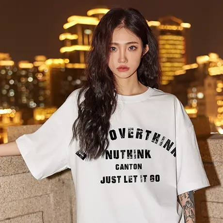 潮牌字母短袖oversize美式复古T恤男潮宽松大码情侣半袖上衣春季商品大图