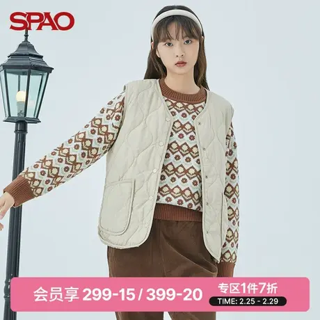 SPAO女士马甲春季新款两面穿休闲仿羊羔绒马甲SPJVC4TS20商品大图