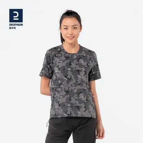 迪卡侬 t恤女短袖2021年新款短款上衣情侣装休闲百搭打底衫OVHU商品大图