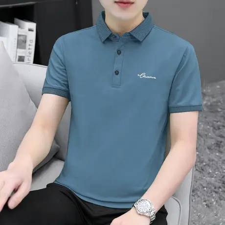 莫代尔冰丝短袖polo衫翻领t恤男潮牌潮流夏季半袖保罗有领上衣服商品大图