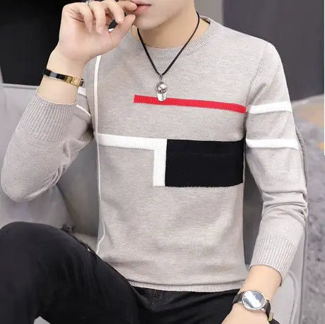 毛衣男士秋冬季针织线衫韩版潮流宽松羊绒打底衫加绒加厚日系上衣图片