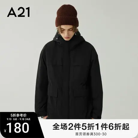 A21男装宽松连帽冬装夹棉外套秋冬新款休闲保暖棉衣男款棉服厚商品大图