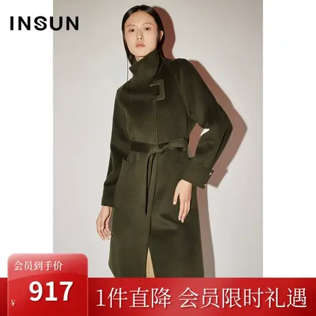 【奥莱专享】恩裳COVER冬季2022立领皮袢羊毛双面呢毛呢外套女商品大图