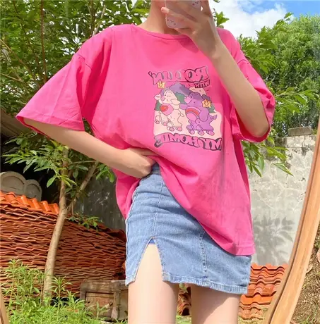 日系少女感短袖t恤女2023新款夏季宽松韩版学生网红ins半袖上衣服商品大图