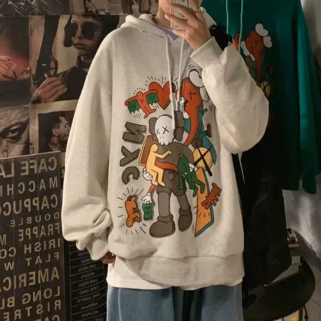 日系卫衣女2020新款冬季宽松韩版潮ins上衣bf慵懒风加绒加厚外套图片