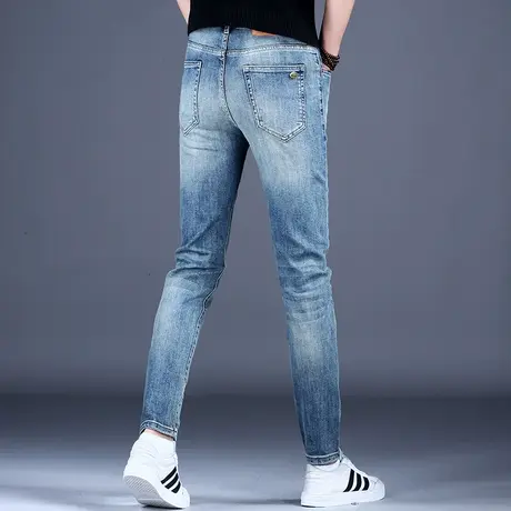 弹力紧身高端潮牌牛仔裤男款修身小脚裤子秋款潮流2023休闲裤美式商品大图