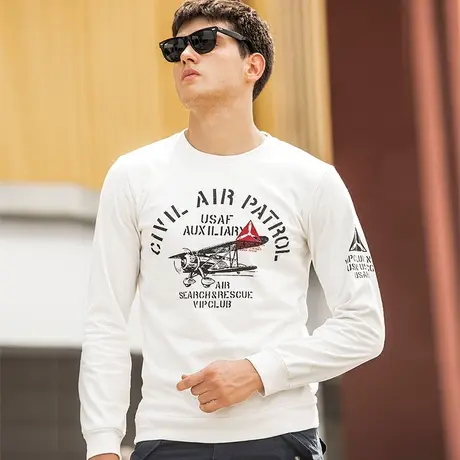 VIP秋季新款圆领长袖T恤男士卫衣纯棉打底衫韩版修身体恤上衣潮流商品大图