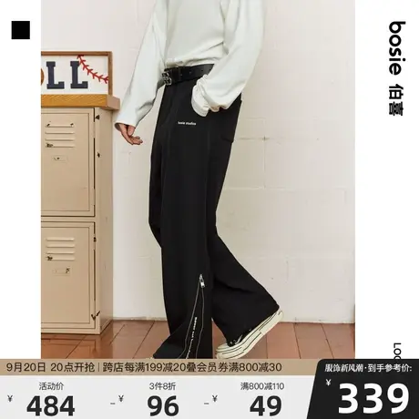 bosie2023年冬季新款休闲裤男情侣可调节脚口加绒宽松休闲长裤商品大图