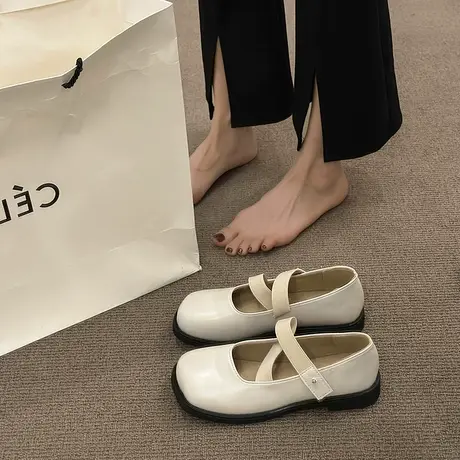 法式玛丽珍鞋女夏季爆款2023年新款一脚蹬舒适不累脚粗跟百搭单鞋商品大图