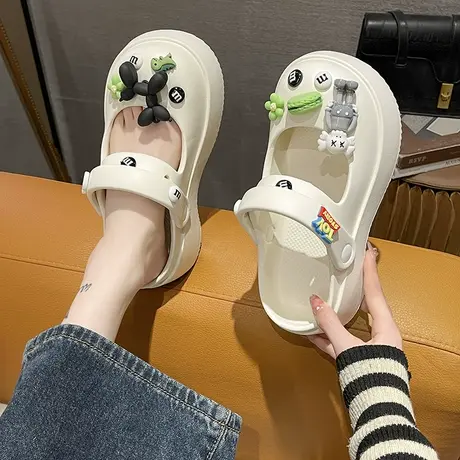 玛丽珍洞洞鞋女夏季2023新款可爱卡通厚底增高防滑外穿包头凉拖鞋商品大图
