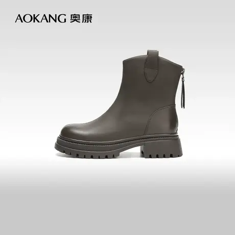 【门店发货】奥康女鞋 2023冬季新款时尚百搭女士烟筒靴切尔西靴图片