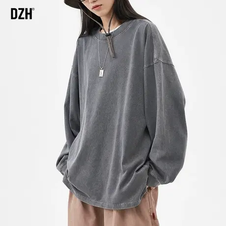 男士美式长袖t恤男春秋季纯棉重磅潮牌男装慵懒风上衣内搭打底衫商品大图