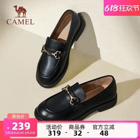 骆驼女鞋2025夏季新款真皮英伦风小皮鞋休闲通勤低跟单鞋女乐福鞋商品大图