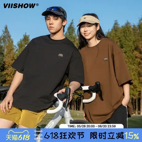 VIISHOW潮牌短袖2025年夏半袖简约情侣装美拉德体恤休闲运动T恤男商品大图