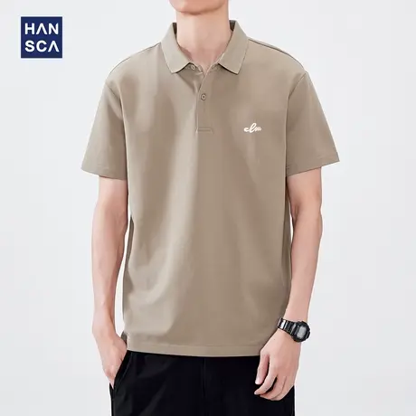 Hansca玉蚕丝吸湿透气polo男士短袖2025夏季新款凉感轻薄T恤百搭商品大图