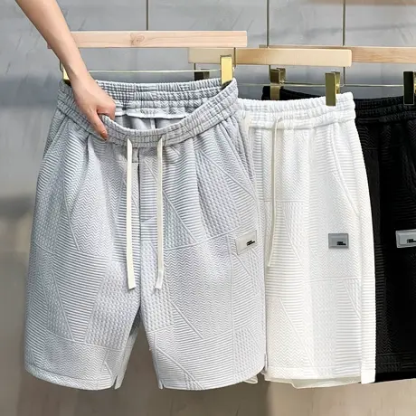 美式夏季新款五分中裤男宽松设计感肌理纹运动休闲短裤潮潮牌卫裤商品大图