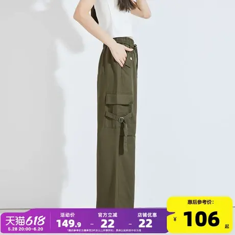 唐狮美式工装裤女2025春秋新款女高腰宽松阔腿裤辣妹运动休闲裤图片