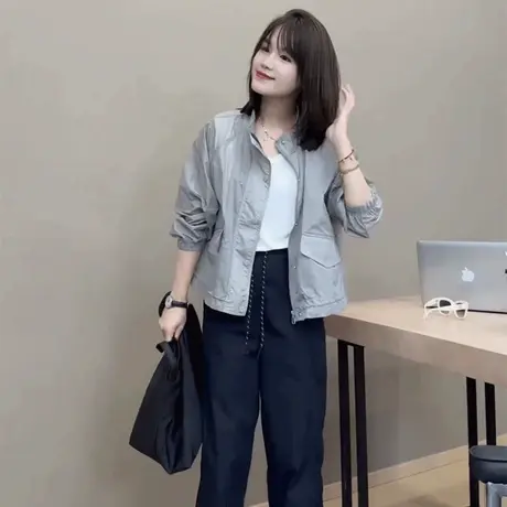 薄款立领防晒衣外套女夏季新款小个子宽松显瘦百搭休闲夹克上衣潮图片
