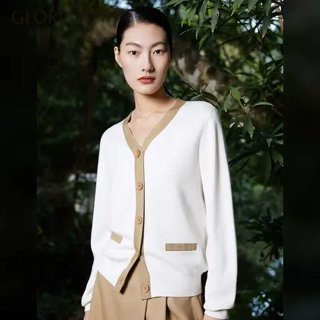 歌莉娅羊毛短外套女春秋新款气质小香针织开衫外搭上衣121L6J660图片