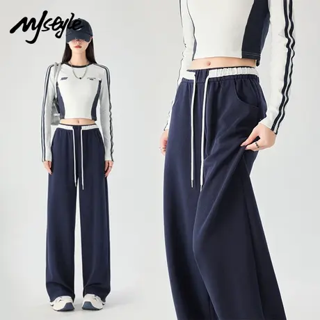 MJ STYLE美式运动裤女2025新款夏季高腰直筒休闲裤宽松休闲阔腿裤图片