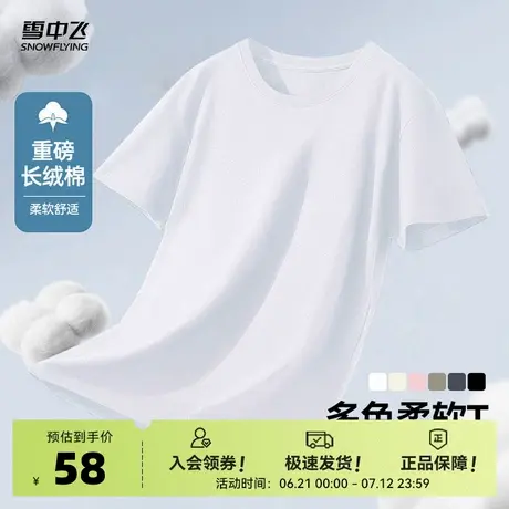雪中飞2025夏新款男士短款纯棉多彩T恤宽松舒适百搭上衣经典图片