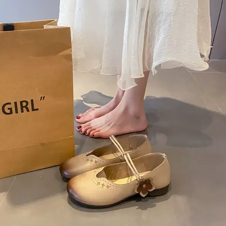 玛丽珍女鞋2023年新款超火时尚百搭复古洋气粗跟豆豆鞋子女夏款潮商品大图