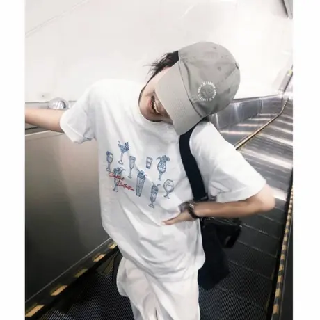 小众通勤风高级感纯棉花灰色短袖t恤女设计感百搭休闲落肩上衣夏图片
