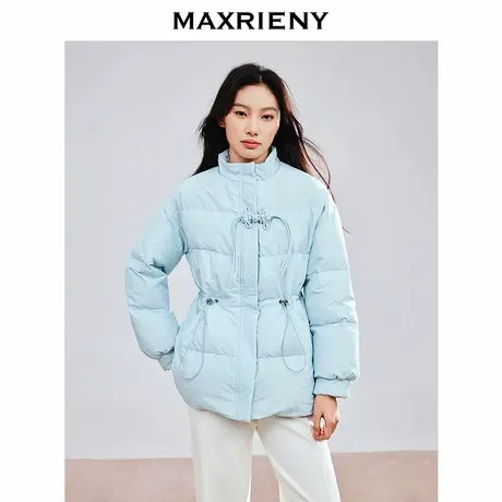 MAXRIENY贵雅新中式盘扣流苏羽绒服收腰24冬新款保暖立领外套女商品大图