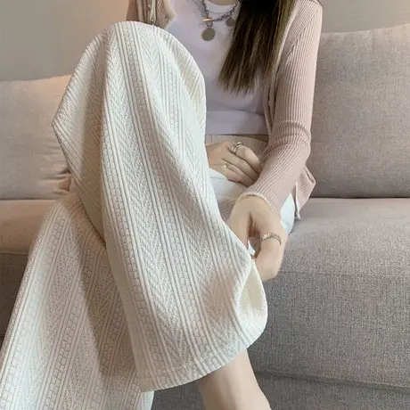 ins超火高腰垂感直筒休闲裤女秋季百搭韩版宽松显瘦运动阔腿长裤商品大图