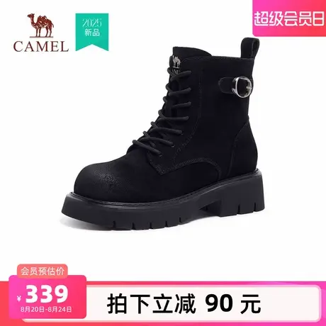 骆驼女鞋2025新款秋冬加绒保暖棉鞋厚底增高马丁靴英伦风短靴商品大图