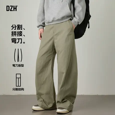 男士弯刀裤男款灰绿色裤子男休闲裤美式工装裤直筒长裤户外伞兵裤商品大图