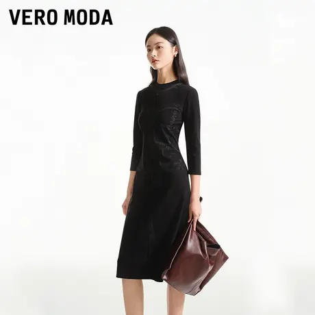 Vero Moda奥莱连衣裙早秋新款圆领简约印花时尚显瘦中长款裙子图片