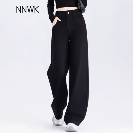 黑色阔腿牛仔裤女2025新款版型好看裤子春秋季高腰宽松显瘦直筒裤商品大图